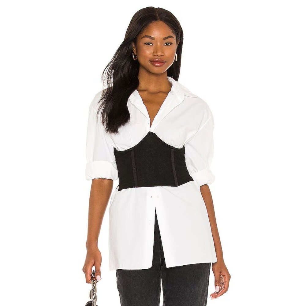 OW Collection Ane Knit Corset in Black Caviar